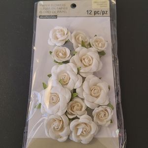 🆕️12pc White Paper Rosette Embellishments